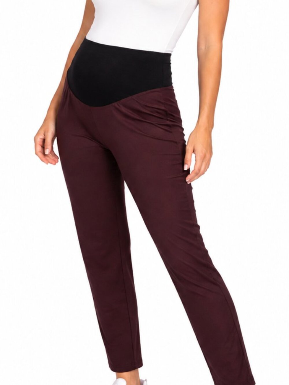 Size 6 maternity pants. Casual pullon purple pants. Faux pockets Motherhood